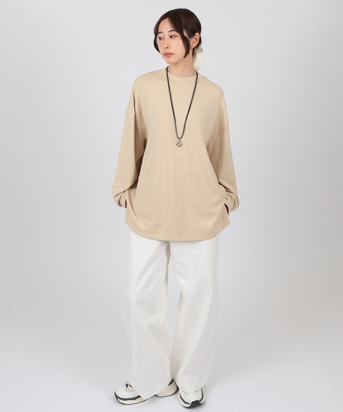 SUWDEE（スーディー）の「crew neck oversize cut pullover（Tシャツ/カットソー・レディース・ベージュ/ホワイト/ブラック・FREE）」の6枚目の写真
