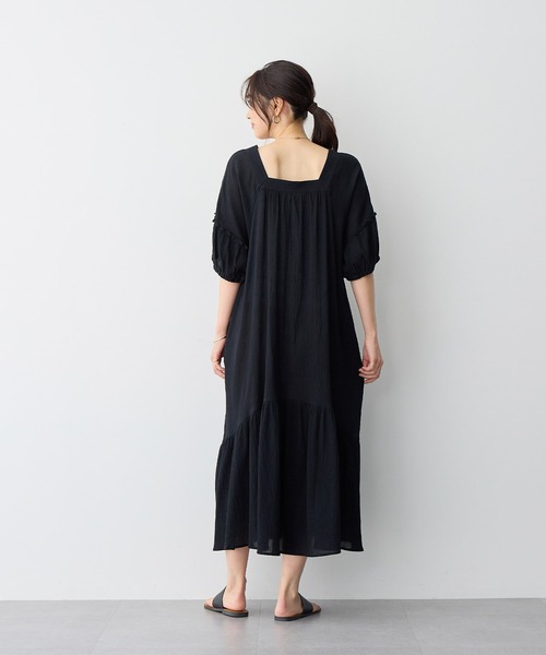 anyfee(エニフィー)の「【anyfee/プラスサイズ】前後2Wayリンクルコットンティアードワンピース(ワンピース・レディース・ブラック/ブルー・5L/4L/3L/LL)」の16枚目の写真