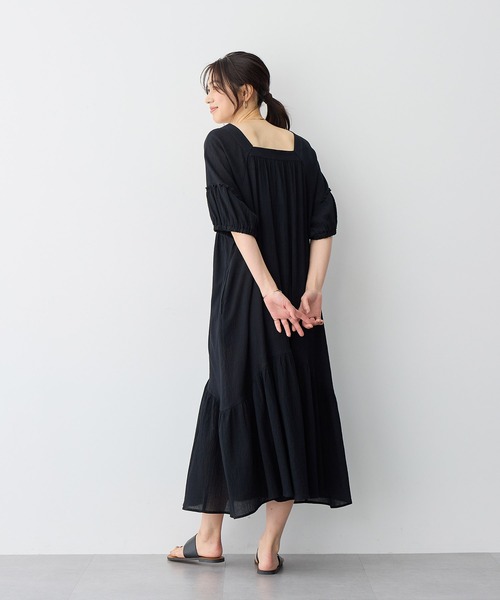 anyfee(エニフィー)の「【anyfee/プラスサイズ】前後2Wayリンクルコットンティアードワンピース(ワンピース・レディース・ブラック/ブルー・5L/4L/3L/LL)」の17枚目の写真