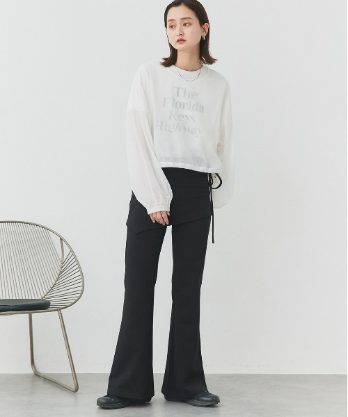 ad thie(アドティエ)の「ショート丈 ドロストメッシュプルオーバー(Tシャツ/カットソー・レディース・ブラック/オフホワイト・FREE)」の22枚目の写真