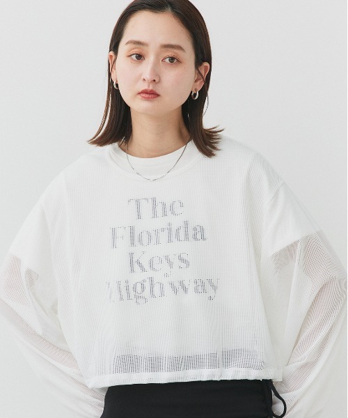 ad thie(アドティエ)の「ショート丈 ドロストメッシュプルオーバー(Tシャツ/カットソー・レディース・ブラック/オフホワイト・FREE)」の21枚目の写真