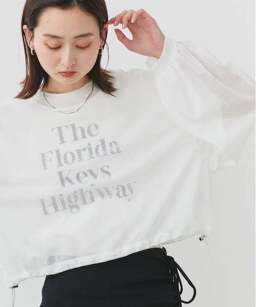 ad thie(アドティエ)の「ショート丈 ドロストメッシュプルオーバー(Tシャツ/カットソー・レディース・ブラック/オフホワイト・FREE)」の19枚目の写真