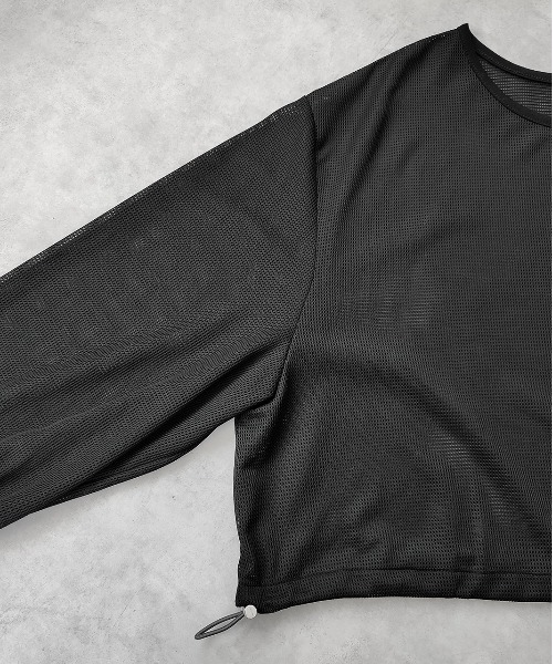 ad thie(アドティエ)の「ショート丈 ドロストメッシュプルオーバー(Tシャツ/カットソー・レディース・ブラック/オフホワイト・FREE)」の18枚目の写真