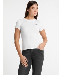 GUESS JEANS Ss Cn Embro Slim Top 半袖Tシャツ レディース