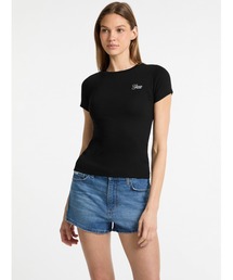 GUESS JEANS Ss Cn Embro Slim Top 半袖Tシャツ レディース