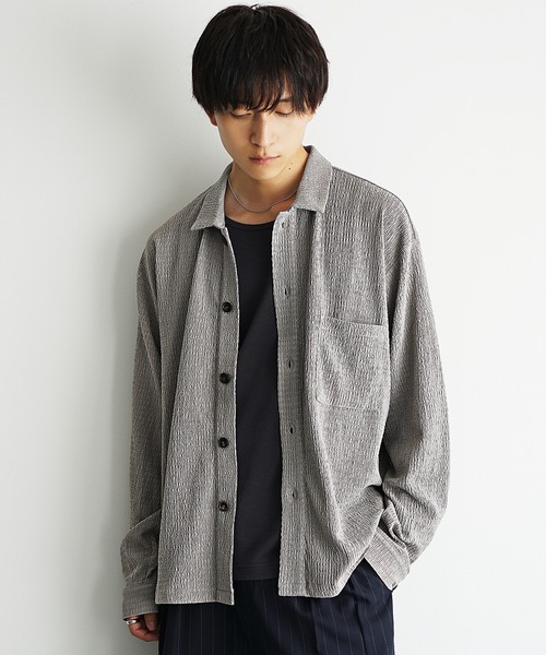 MinoriTY（マイノリティ）の「【MinoriTY】楊柳生地オープンカラールーズフィット長袖＆半袖シャツ メンズ リラックスフィット ルーズシルエット ビッグシルエット 夏服 秋服（シャツ/ブラウス・メンズ・ブルーグリーン/ブラック/ブラウン/グレー/ブルー系その他/ブラウン系その他/グレー系その他/ブラック系その他・S/M/L）」の22枚目の写真