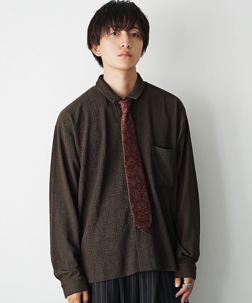 MinoriTY（マイノリティ）の「【MinoriTY】楊柳生地オープンカラールーズフィット長袖＆半袖シャツ メンズ リラックスフィット ルーズシルエット ビッグシルエット 夏服 秋服（シャツ/ブラウス・メンズ・ブルーグリーン/ブラック/ブラウン/グレー/ブルー系その他/ブラウン系その他/グレー系その他/ブラック系その他・S/M/L）」の17枚目の写真