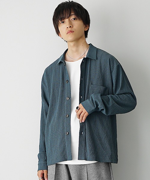 MinoriTY】楊柳生地オープンカラールーズフィット長袖＆半袖シャツ