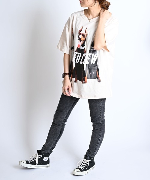 アニマル 動物 犬 ドーベルマン プリント 半袖 Tシャツ（Tシャツ