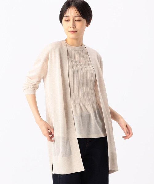 COMME CA（コムサ）の「スパークレーヨンポリエステル カーディガン（カーディガン/ボレロ・レディース・ベージュ/ホワイト・9号）」の2枚目の写真