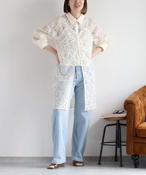 cepo（セポ）の「〈セットアップ対応〉ロープ刺繍シアーキャミワンピース（ワンピース・レディース・ベージュ/ブラック/オフホワイト・M）」の2枚目の写真