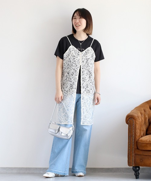 cepo（セポ）の「〈セットアップ対応〉ロープ刺繍シアーキャミワンピース（ワンピース・レディース・ベージュ/ブラック/オフホワイト・M）」の22枚目の写真