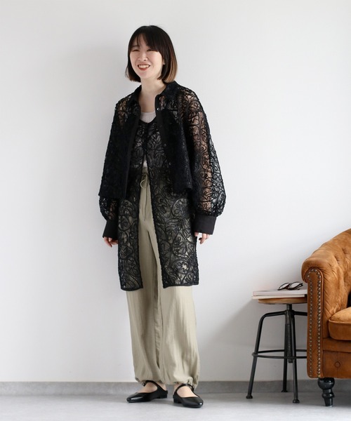 cepo（セポ）の「〈セットアップ対応〉ロープ刺繍シアーキャミワンピース（ワンピース・レディース・ベージュ/ブラック/オフホワイト・M）」の9枚目の写真