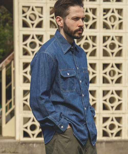 MR.OLIVE（ミスターオリーブ）の「6oz DENIM / BLEACH WASH SERVICEMAN SHIRT（シャツ/ブラウス・メンズ・インディゴブルー・SMALL/MEDIUM/LARGE）」の4枚目の写真