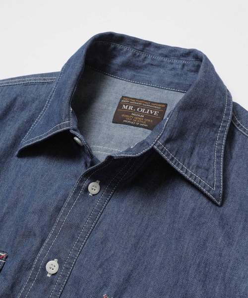 MR.OLIVE（ミスターオリーブ）の「6oz DENIM / BLEACH WASH SERVICEMAN SHIRT（シャツ/ブラウス・メンズ・インディゴブルー・SMALL/MEDIUM/LARGE）」の11枚目の写真