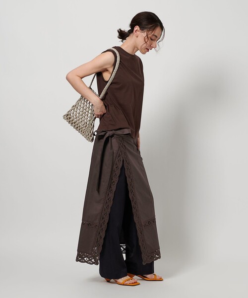 BEAUTY&YOUTH UNITED ARROWS(ビューティーアンドユースユナイテッドアローズ)の「バテンレース ラップスカート(スカート・レディース・オフホワイト/ダークブラウン・FREE)」の6枚目の写真