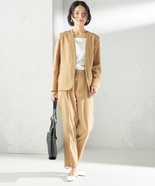 SHIPS（シップス）の「〈手洗い可能〉FUNCTIONAL テーパード パンツ（セットアップ対応）（その他パンツ・レディース・ベージュ/ネイビー・36/38/40）」の8枚目の写真