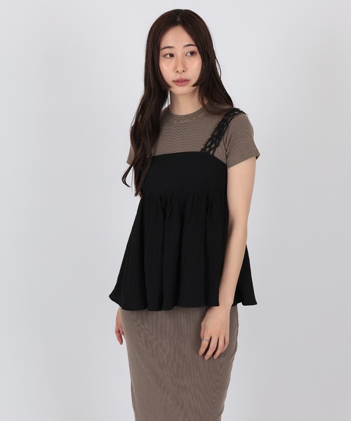 SUWDEE(スーディー)の「gather flare camisole blouse(キャミソール・レディース・アイボリー/ブラック・FREE)」の1枚目の写真