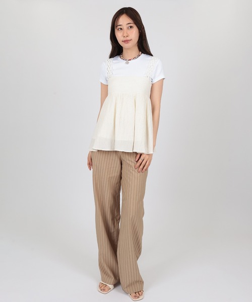 SUWDEE(スーディー)の「gather flare camisole blouse(キャミソール・レディース・アイボリー/ブラック・FREE)」の5枚目の写真