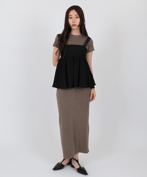 SUWDEE(スーディー)の「gather flare camisole blouse(キャミソール・レディース・アイボリー/ブラック・FREE)」の9枚目の写真
