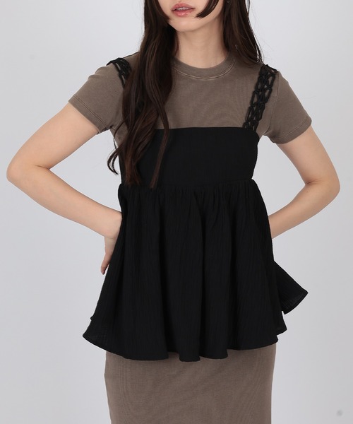 SUWDEE(スーディー)の「gather flare camisole blouse(キャミソール・レディース・アイボリー/ブラック・FREE)」の10枚目の写真