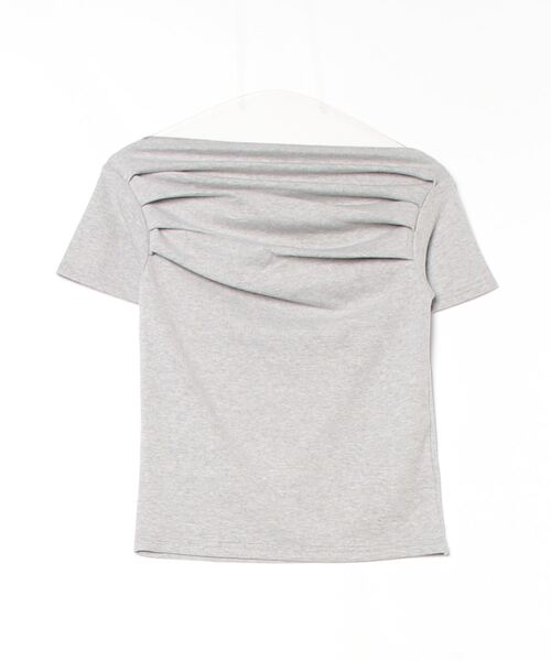 Per sist ence(パーシエンス)の「スムース天竺タックオフショルプルオーバー(Tシャツ/カットソー・レディース・ブラウン/オフホワイト/グレー/ブラック/ピンク・ONE SIZE)」の8枚目の写真