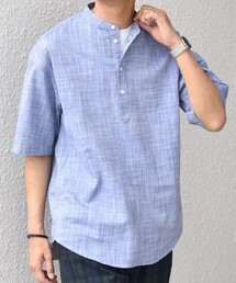 SHIPS any | SHIPS any: BEZ TEXTILE マルチカラー ストライプ/ソリッド バンドカラー プルオーバー シャツ◇(シャツ/ブラウス)