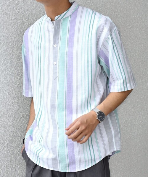 マルチカラー ストライプ フリースシャツ FREAK'S STORE（フリークスストア） シャツ FREAK'S STORE/フリークス