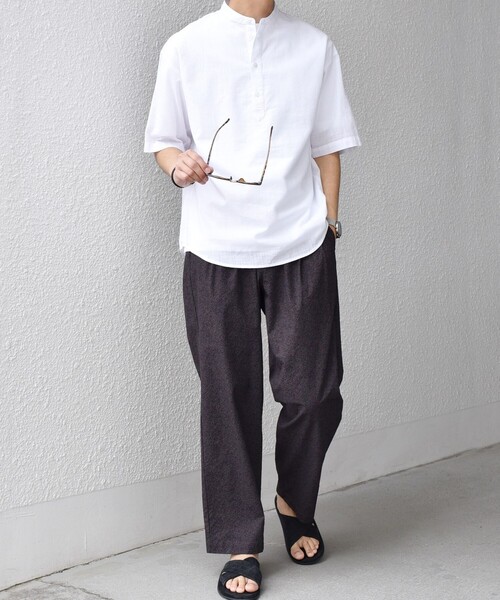 SHIPS any（シップス エニィ）の「SHIPS any: BEZ TEXTILE マルチカラー ストライプ/ソリッド バンドカラー プルオーバー シャツ◇（シャツ/ブラウス・メンズ・ピンク/グリーン/ホワイト/ブルー・X-LARGE/LARGE/MEDIUM/SMALL）」の8枚目の写真