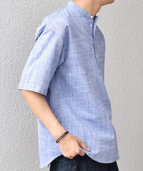 SHIPS any（シップス エニィ）の「SHIPS any: BEZ TEXTILE マルチカラー ストライプ/ソリッド バンドカラー プルオーバー シャツ◇（シャツ/ブラウス・メンズ・ピンク/グリーン/ホワイト/ブルー・X-LARGE/LARGE/MEDIUM/SMALL）」の22枚目の写真