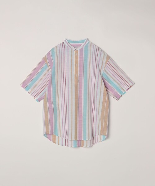 SHIPS any（シップス エニィ）の「SHIPS any: BEZ TEXTILE マルチカラー ストライプ/ソリッド バンドカラー プルオーバー シャツ◇（シャツ/ブラウス・メンズ・ピンク/グリーン/ホワイト/ブルー・X-LARGE/LARGE/MEDIUM/SMALL）」の12枚目の写真