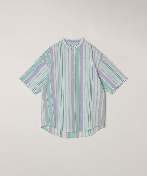 SHIPS any（シップス エニィ）の「SHIPS any: BEZ TEXTILE マルチカラー ストライプ/ソリッド バンドカラー プルオーバー シャツ◇（シャツ/ブラウス・メンズ・ピンク/グリーン/ホワイト/ブルー・X-LARGE/LARGE/MEDIUM/SMALL）」の10枚目の写真