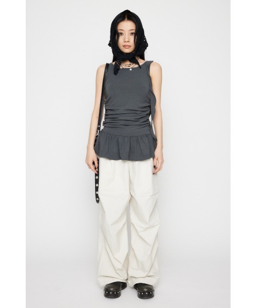 LAGUA GEM（ラグアジェム）の「CRASH POINT FRILL チュニック（Tシャツ/カットソー・レディース・チャコールグレー/ライトベージュ/カーキ・FREE）」の7枚目の写真