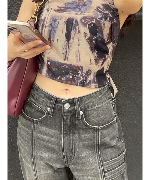 EVRIS（エヴリス）の「センターシームワイドフレアデニムパンツ（デニムパンツ・レディース・ブラック/インディゴブルー・SMALL/MEDIUM）」の10枚目の写真