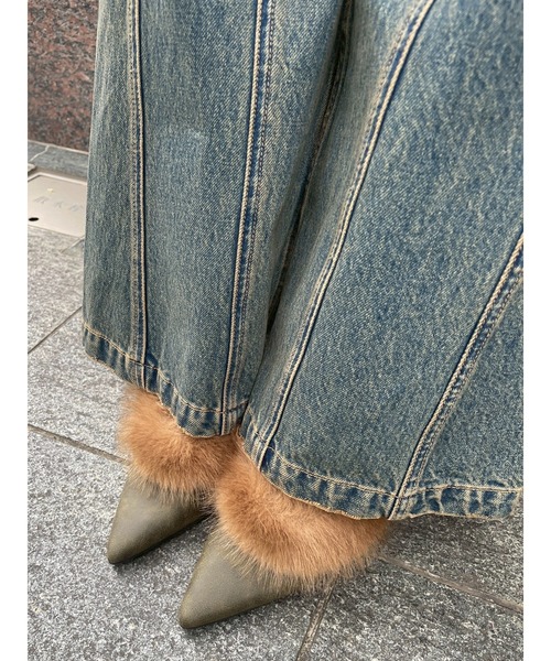 EVRIS（エヴリス）の「センターシームワイドフレアデニムパンツ（デニムパンツ・レディース・ブラック/インディゴブルー・SMALL/MEDIUM）」の9枚目の写真