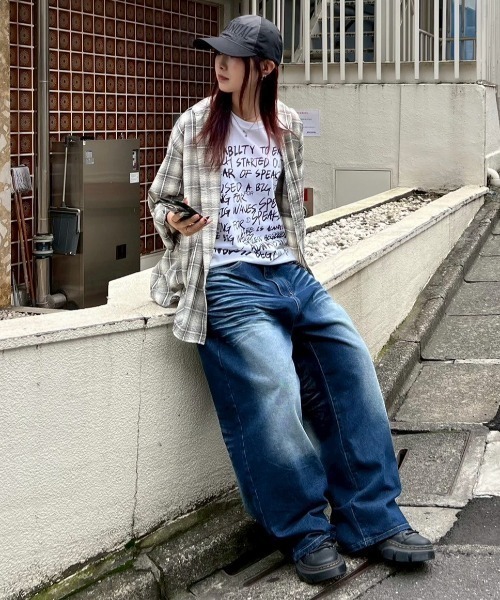 Chikashitsu +(チカシツプラス)の「【Chikashitsu +】shadow check shirt 2 / 【チカシツプラス】シャドウチェックシャツ(シャツ/ブラウス・メンズ・ブルー/ブラック/ベージュ×ブラック・ONE SIZE)」の2枚目の写真