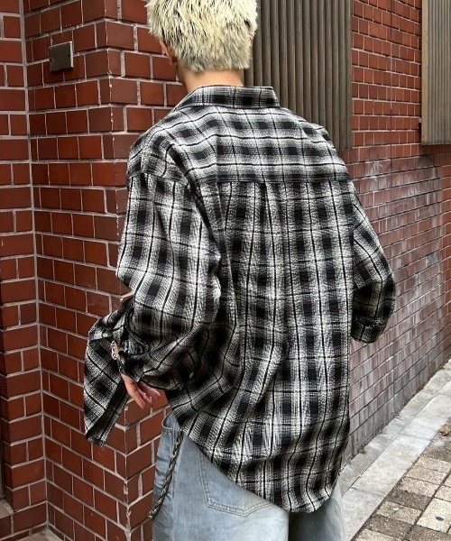 Chikashitsu +(チカシツプラス)の「【Chikashitsu +】shadow check shirt 2 / 【チカシツプラス】シャドウチェックシャツ(シャツ/ブラウス・メンズ・ブルー/ブラック/ベージュ×ブラック・ONE SIZE)」の16枚目の写真