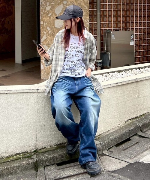 Chikashitsu +(チカシツプラス)の「【Chikashitsu +】shadow check shirt 2 / 【チカシツプラス】シャドウチェックシャツ(シャツ/ブラウス・メンズ・ブルー/ブラック/ベージュ×ブラック・ONE SIZE)」の4枚目の写真