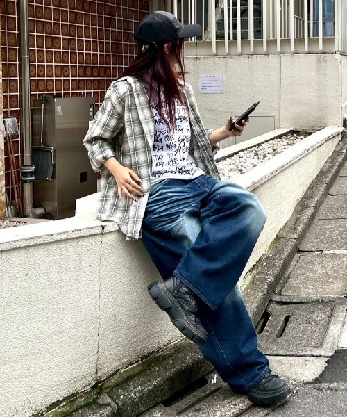Chikashitsu +(チカシツプラス)の「【Chikashitsu +】shadow check shirt 2 / 【チカシツプラス】シャドウチェックシャツ(シャツ/ブラウス・メンズ・ブルー/ブラック/ベージュ×ブラック・ONE SIZE)」の5枚目の写真