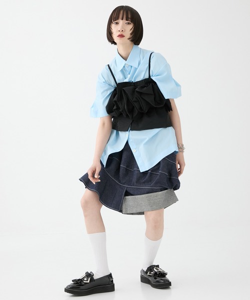 キャミソール 「HOUGA/ホウガ」「STUDIOUS別注」frower frill vest/フラワーフリルベスト HOUGA/ホウガ】《STUDIOUS別注》frower frill vest/フラワー