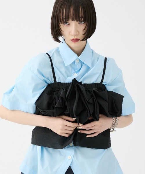 キャミソール 「HOUGA/ホウガ」「STUDIOUS別注」frower frill vest/フラワーフリルベスト HOUGA/ホウガ】《STUDIOUS別注》frower frill vest/フラワー