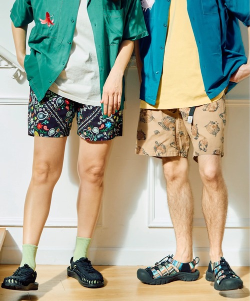 新品！3番 男女兼用 キャンバス総柄プリントイージーショーツ ゴースロー 新品！3番 男女兼用 キャンバス総柄プリントイージーショーツ