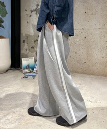 BEATJIVE | ジャージ素材 ライン ワイド トラック パンツ スラックス スウェット(その他パンツ)