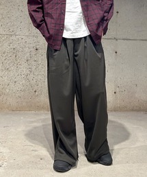 ジャージ素材 ライン ワイド トラック パンツ スラックス スウェット