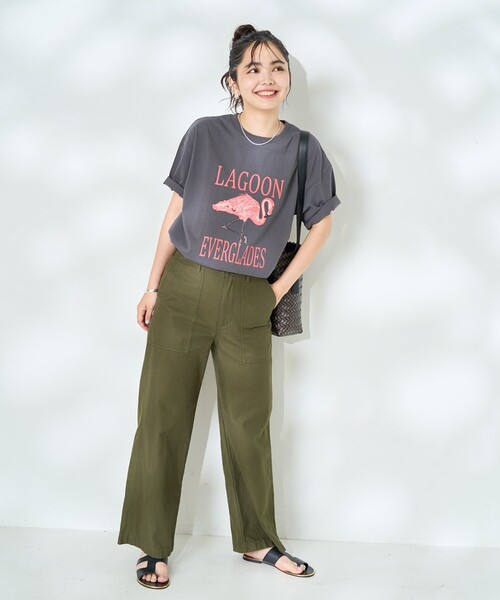 FREAK'S STORE(フリークスストア)の「アニマルプリント Tシャツ/SAFARI Tシャツ/サファリTシャツ(Tシャツ/カットソー・レディース・ベージュ/サックスブルー/オフホワイト/チャコールグレー・フリ-)」の7枚目の写真