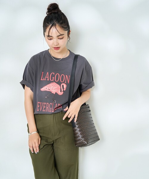 FREAK'S STORE(フリークスストア)の「アニマルプリント Tシャツ/SAFARI Tシャツ/サファリTシャツ(Tシャツ/カットソー・レディース・ベージュ/サックスブルー/オフホワイト/チャコールグレー・フリ-)」の8枚目の写真