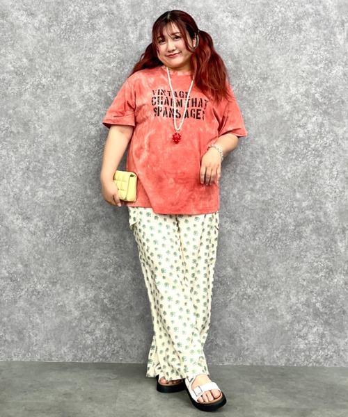 GEVS.(ジェイヴィス)の「綿100%ムラ染風ロゴプリントTシャツ<大きいサイズ有>GEVS.(Tシャツ/カットソー・レディース・オレンジ系/パープル系/ブラウン系・M/L/LL/3L/4L/5L)」の4枚目の写真