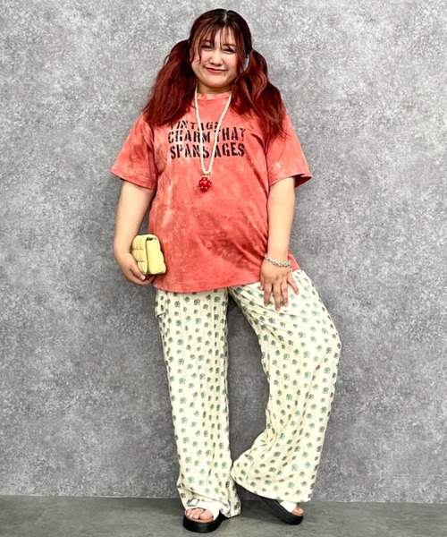 GEVS.(ジェイヴィス)の「綿100%ムラ染風ロゴプリントTシャツ<大きいサイズ有>GEVS.(Tシャツ/カットソー・レディース・オレンジ系/パープル系/ブラウン系・M/L/LL/3L/4L/5L)」の6枚目の写真