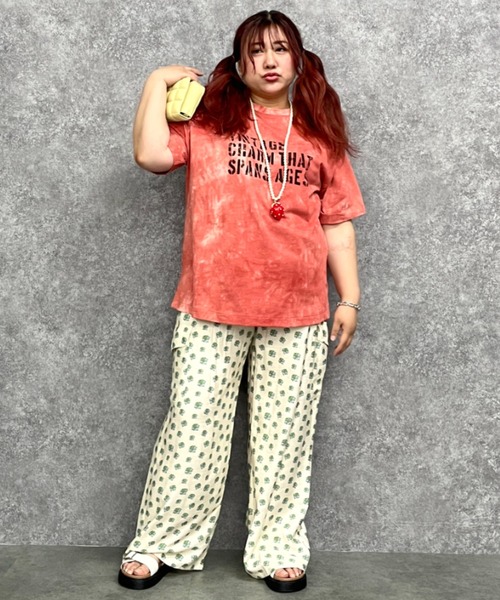 GEVS.(ジェイヴィス)の「綿100%ムラ染風ロゴプリントTシャツ<大きいサイズ有>GEVS.(Tシャツ/カットソー・レディース・オレンジ系/パープル系/ブラウン系・M/L/LL/3L/4L/5L)」の7枚目の写真