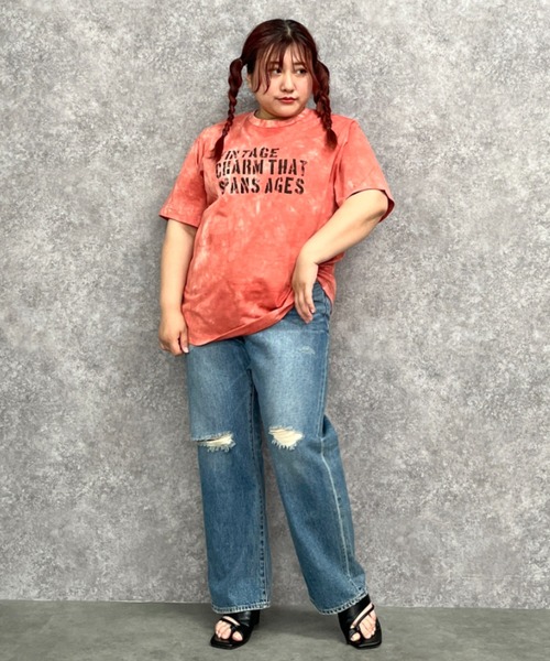 GEVS.(ジェイヴィス)の「綿100%ムラ染風ロゴプリントTシャツ<大きいサイズ有>GEVS.(Tシャツ/カットソー・レディース・オレンジ系/パープル系/ブラウン系・M/L/LL/3L/4L/5L)」の12枚目の写真